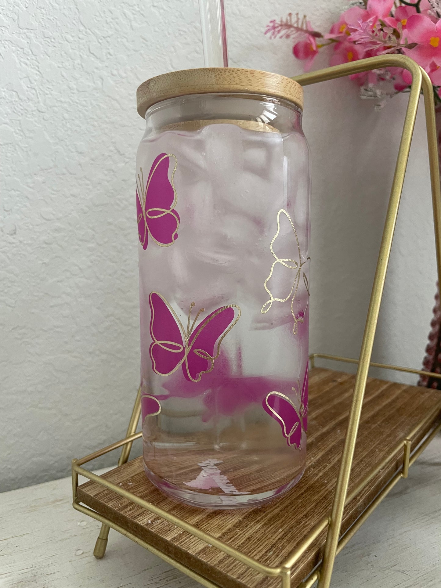 20 oz Pink Butterfly Cup (Color Changing)