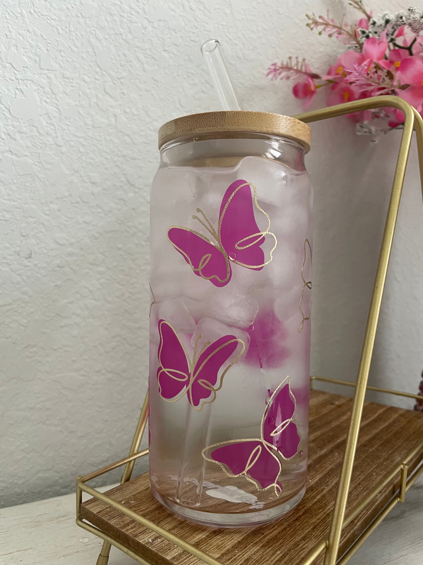 20 oz Pink Butterfly Cup (Color Changing)