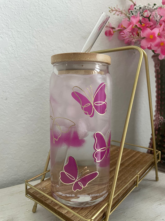 20 oz Pink Butterfly Cup (Color Changing)